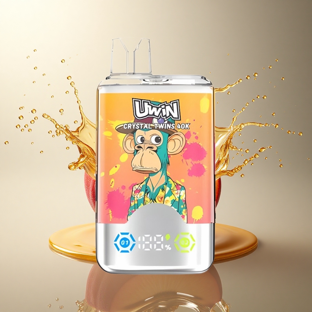 Uwin Crystal Twins 40000 Puffs Durazno Mango Piña Red Bull con 2 sabores distintos y batería de 850mAh