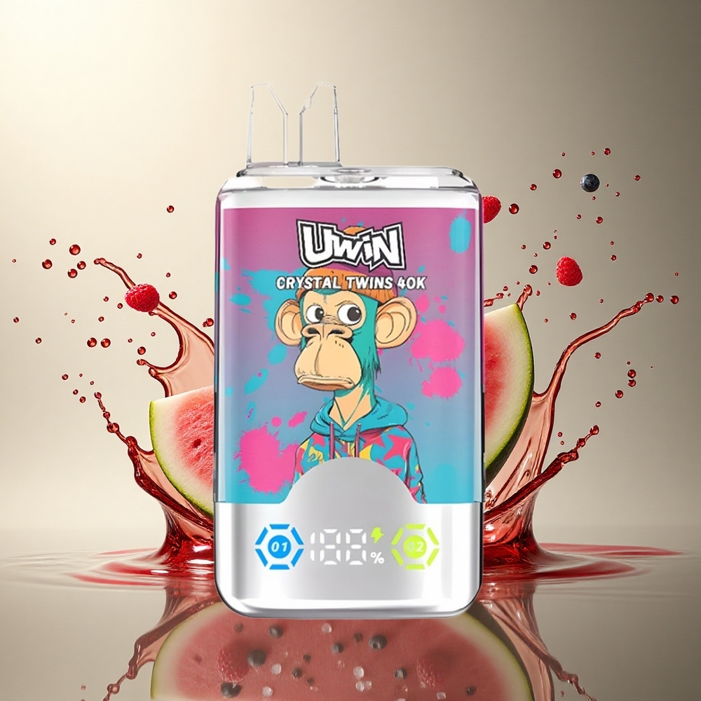 Uwin Crystal Twins 40000 Puffs Sandía Helada Frutas Mixtas 850mAh Doble Sabor