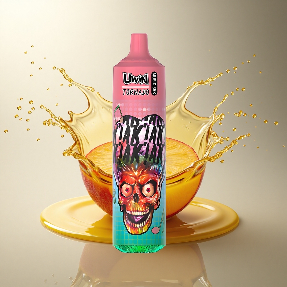 Uwin Tornado 35K Music Puffs Durazno Mango Piña con 5% de nicotina y batería de 600mAh