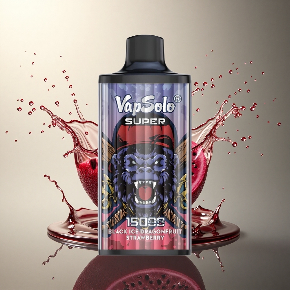 Vapsolo Super 15000 Puffs Dragón de Hielo Negro Fresa con 40ml de Líquido y 850mAh