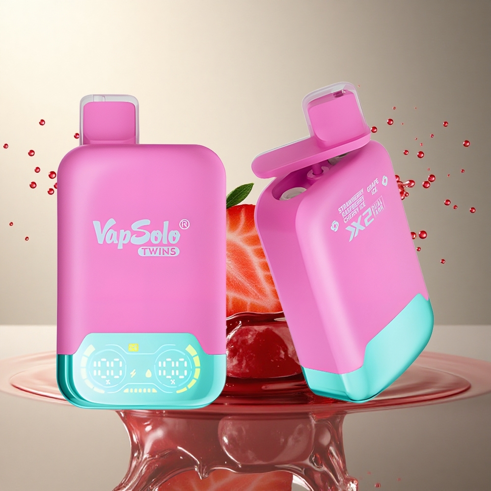 Vapsolo Twins 20000 Puffs Fresa Frambuesa Cereza Hielo & Uva Hielo con 40ml y Nicotina 50mg/ml