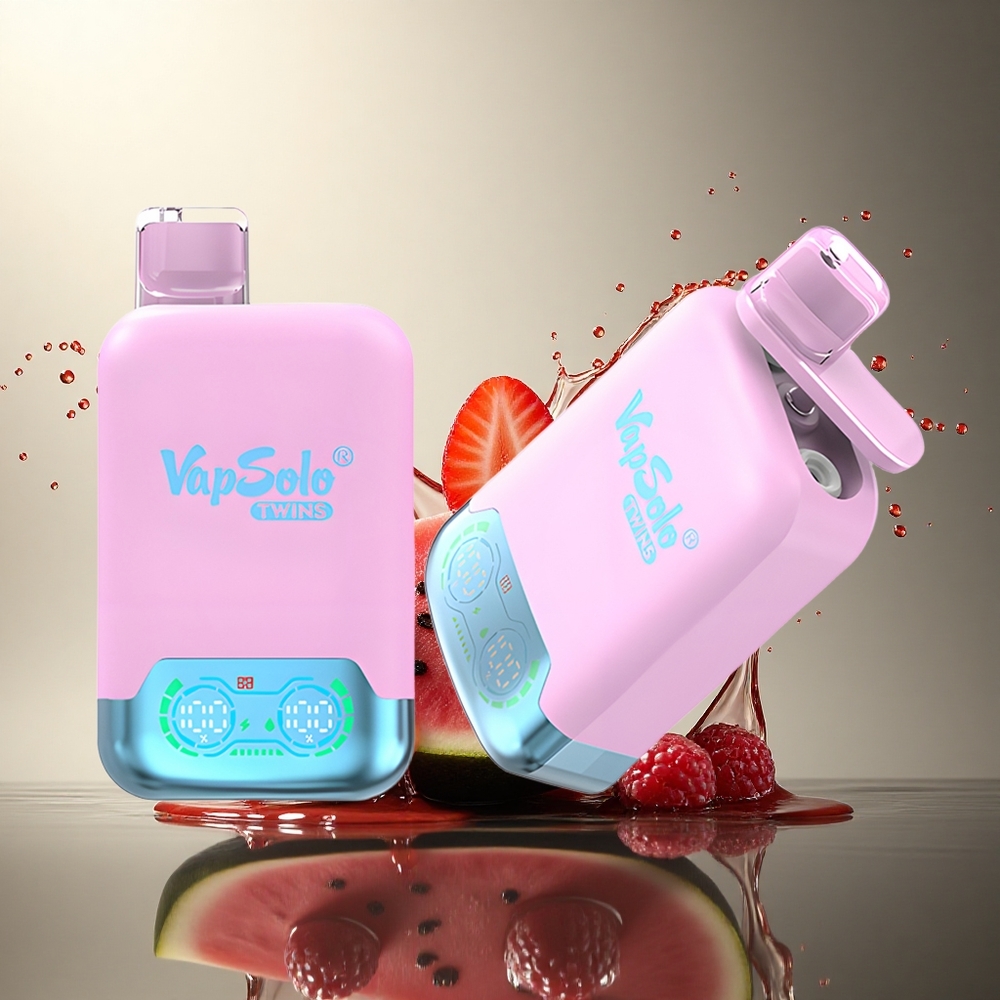 Vapsolo Twins 20000 Puffs Fruta del Dragón Hielo Negro Fresa y Frambuesa Sandía con 40 ml de Líquido y 20mg/ml de Nicotina