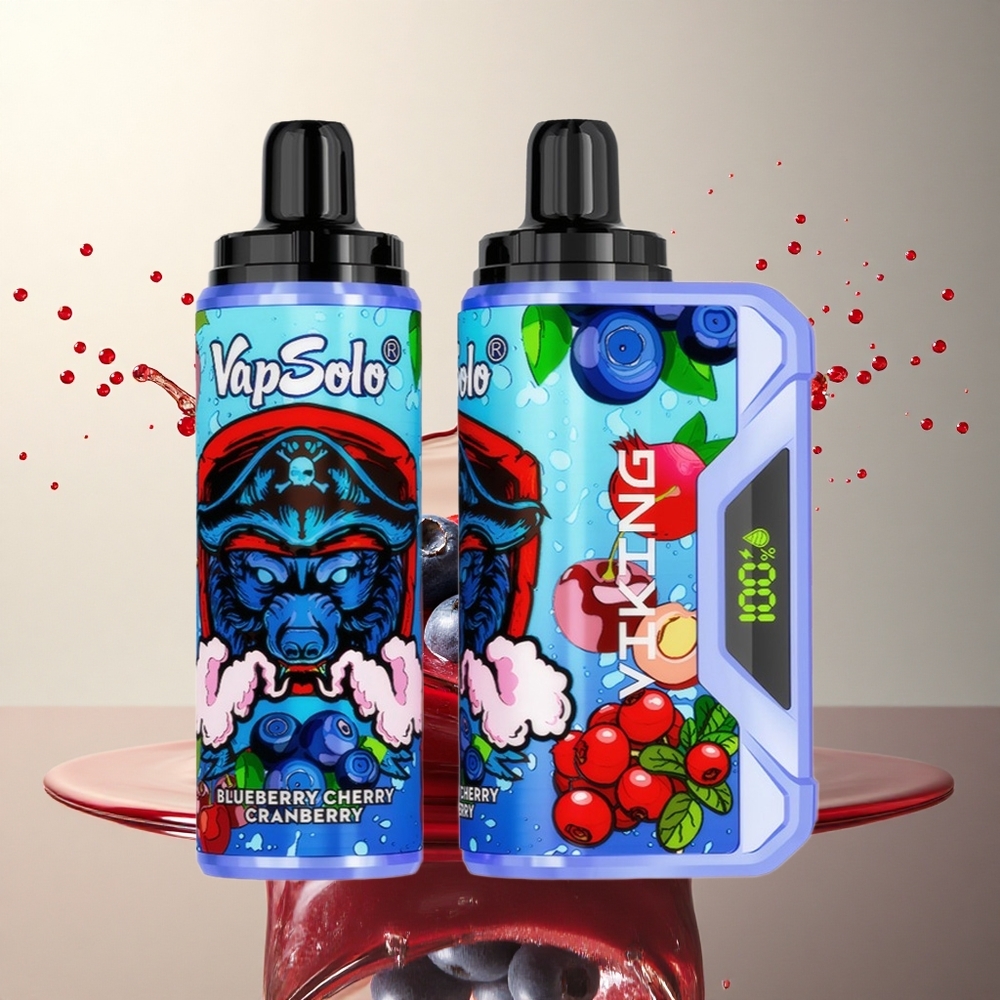 VapSolo VIKING 12000 Puffs Arándano Cereza Arándano Azul con 22ml de E-Líquido y Nicotina