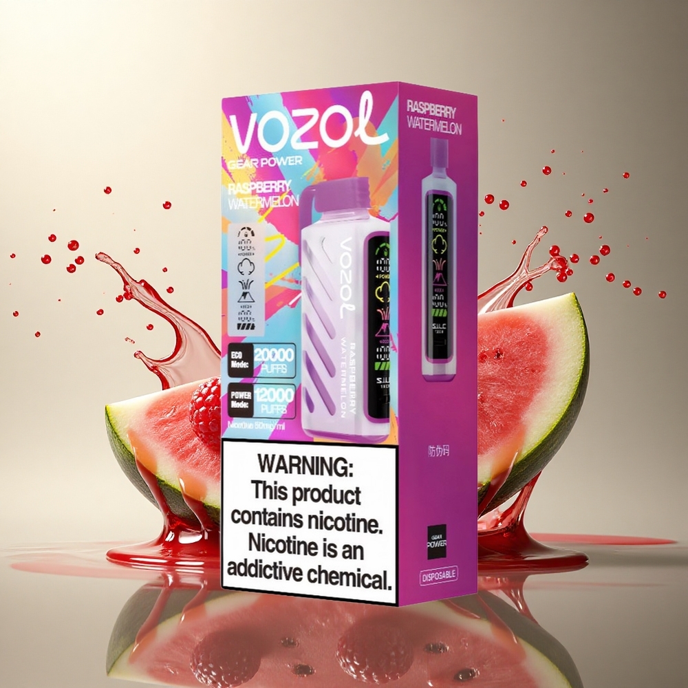 VOZOL Gear Power 20000 Puffs Frambuesa Sandía Dual Mesh Coil 20mL Nicotina 5%