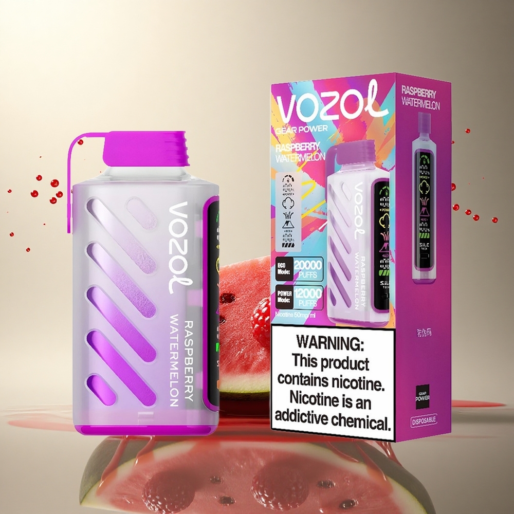 VOZOL Gear Power 20000 Puffs Frambuesa Sandía Dual Mesh Coil 20mL Nicotina 5%