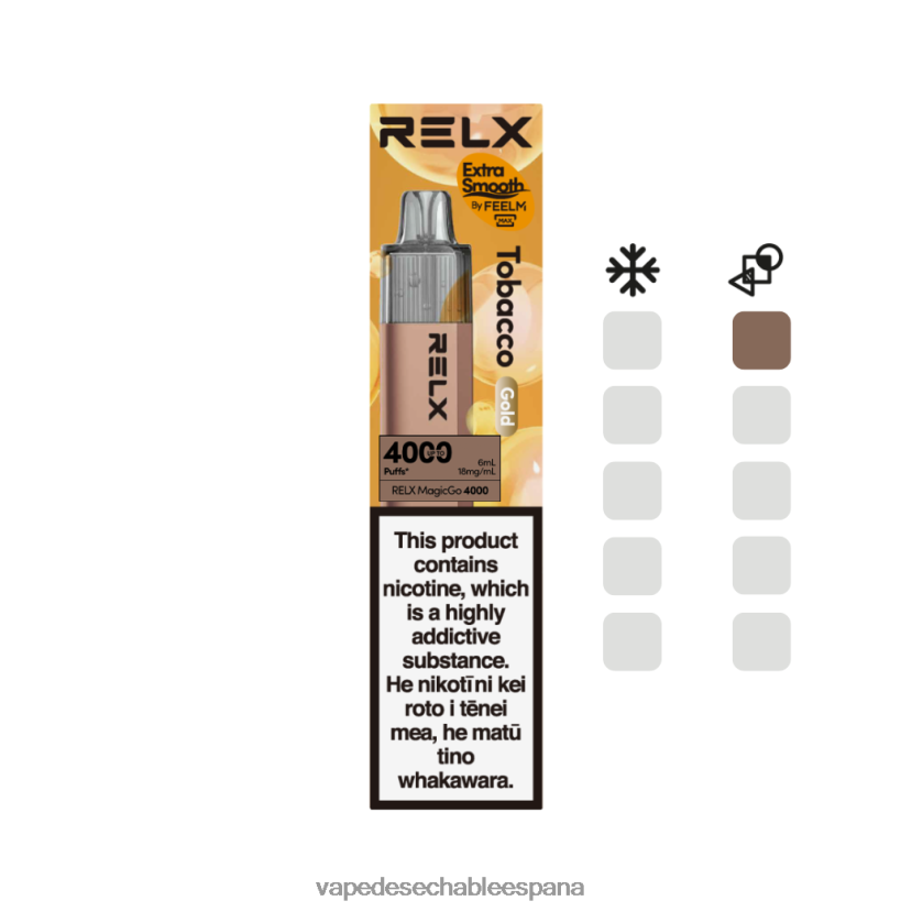 Vape Desechable España tabaco (oro) - RELX MagicGo 4000 vaporizadores desechables RTHL202