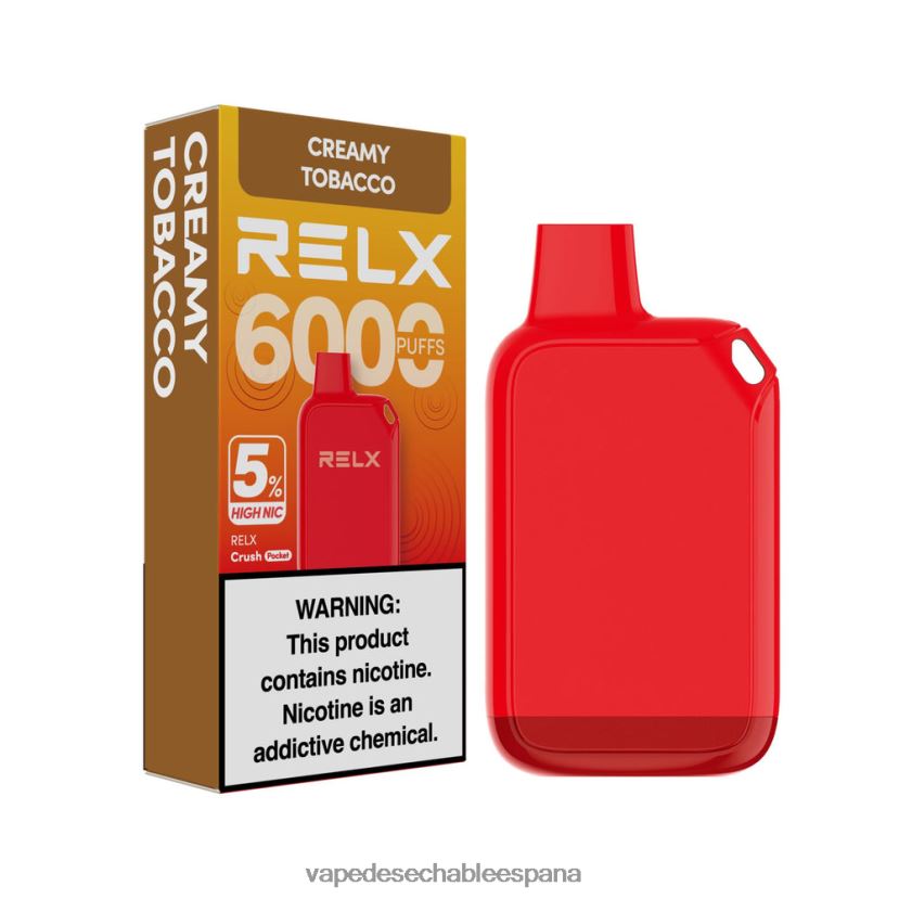 Vape Desechable España tabaco cremoso - RELX Crush Pocket 6000 5% alto nic RTHL2028