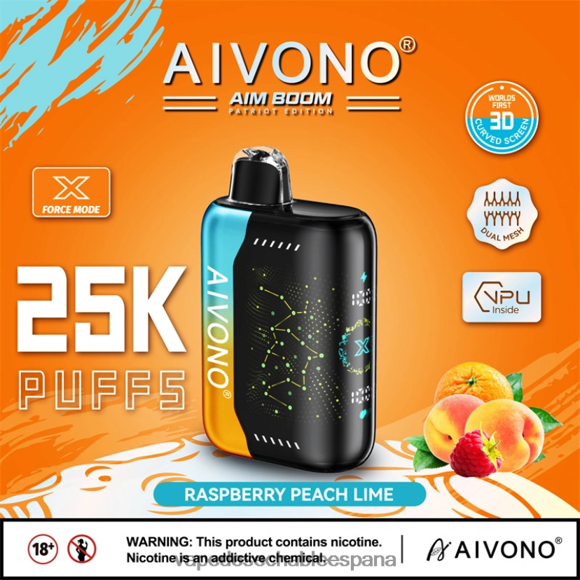 Aivono AIM BOOM 25000 frambuesa melocotón lima - D6NB8D350 Vape Desechable España