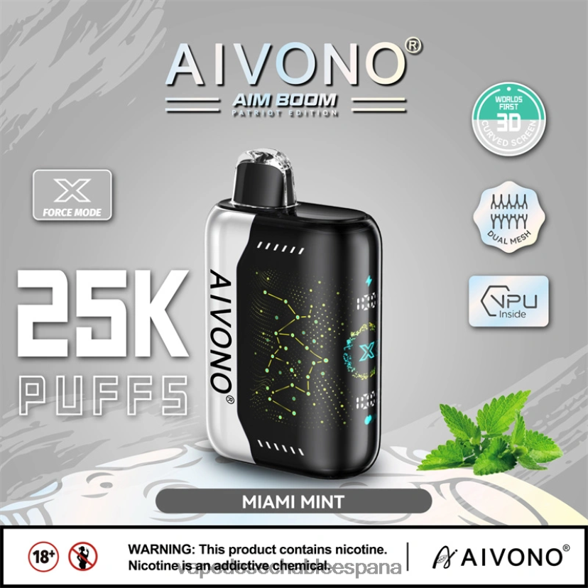 Aivono AIM BOOM 25000 menta de miami - D6NB8D349 Vape España