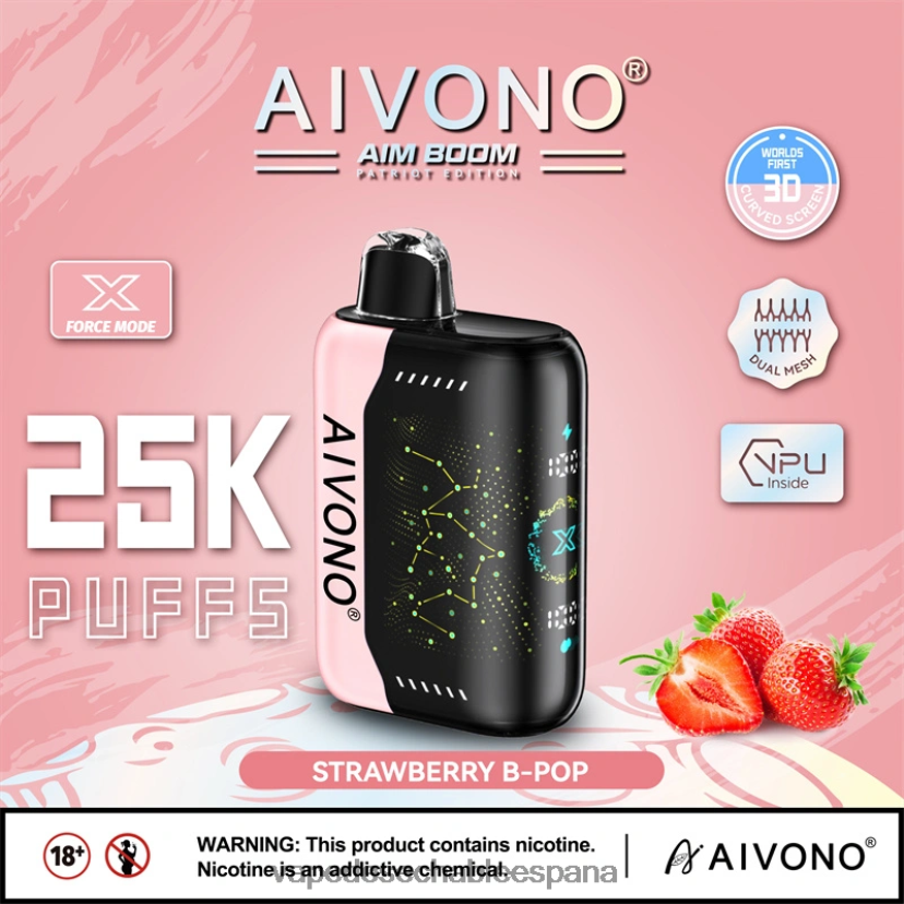 Aivono AIM BOOM 25000 pop b de fresa - D6NB8D352 Vape Desechable España