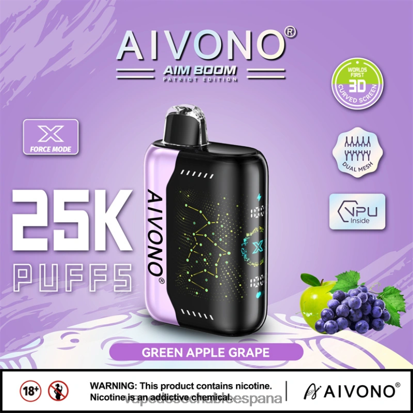 Aivono AIM BOOM 25000 uva manzana verde - D6NB8D346 Vape Desechable España
