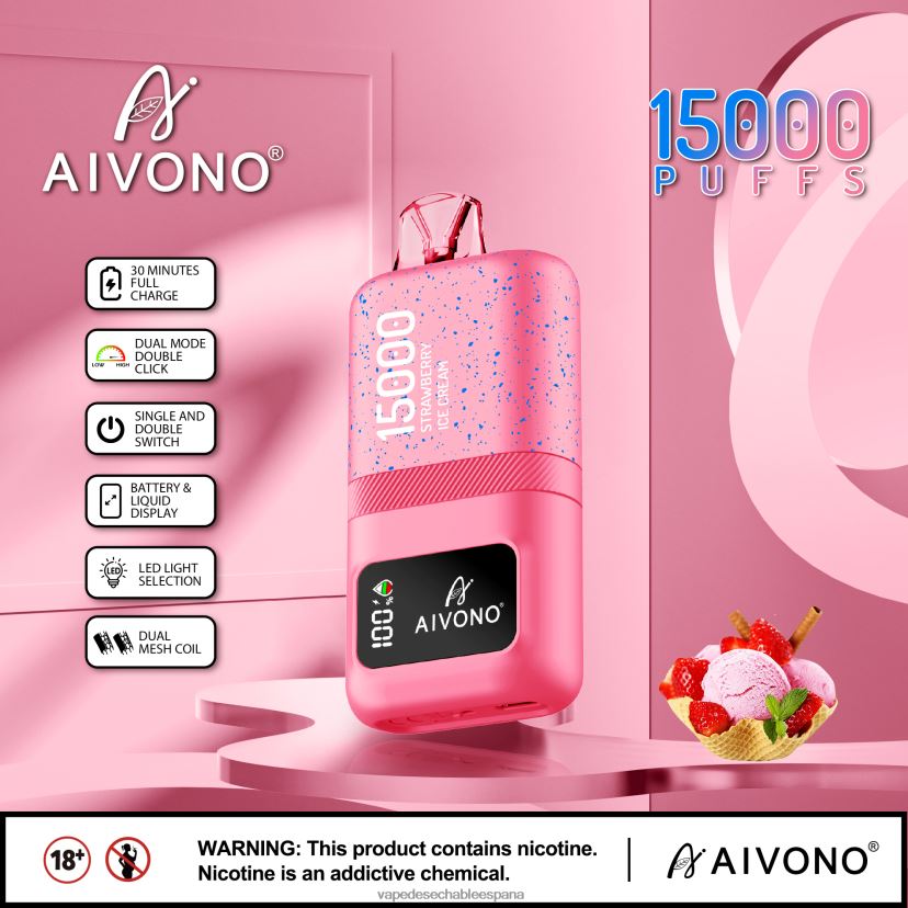 Aivono AIM magic 15000 helado de fresa - D6NB8D66 Vape Desechable España