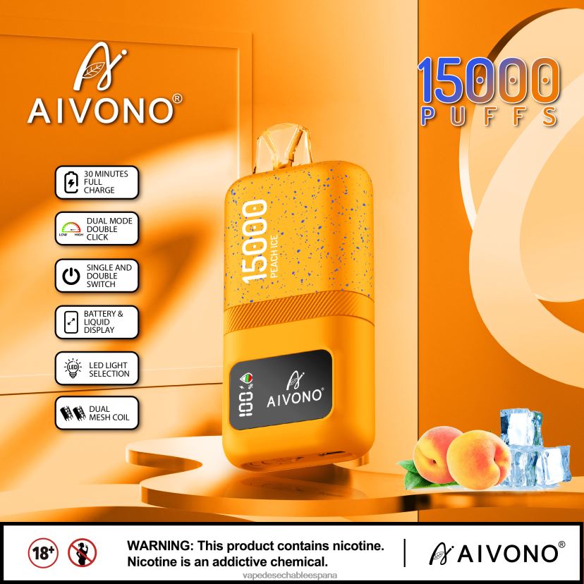 Aivono AIM magic 15000 hielo de durazno - D6NB8D59 Vape España