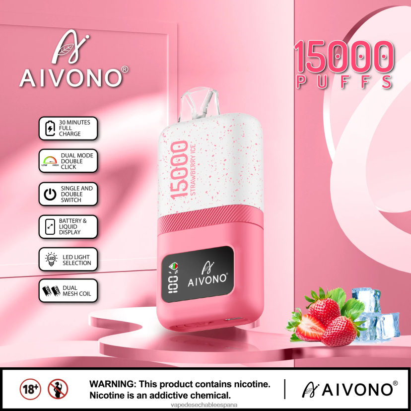 Aivono AIM magic 15000 hielo de fresa - D6NB8D71 Vape España