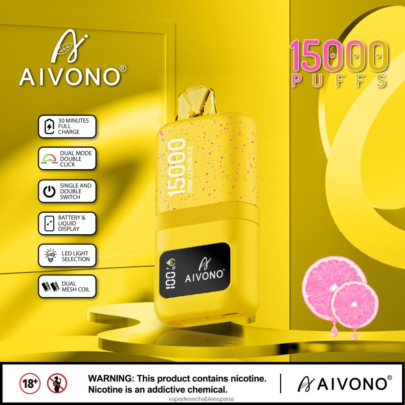 Aivono AIM magic 15000 hielo de limon rosa - D6NB8D61 Vape España
