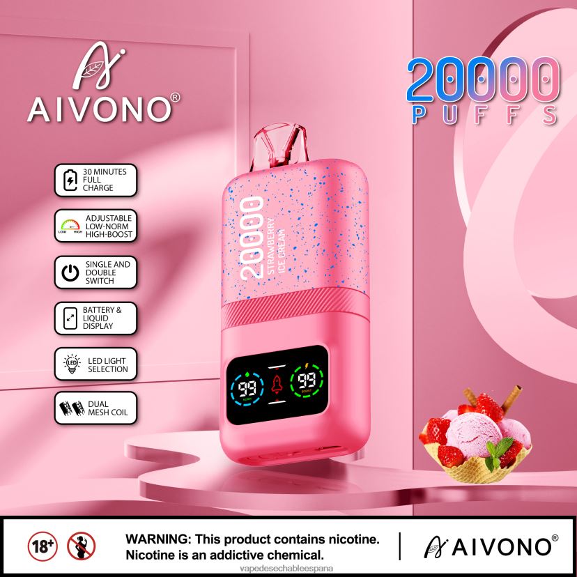 Aivono AIM magic 20000 helado de fresa - D6NB8D80 Vape Desechable España