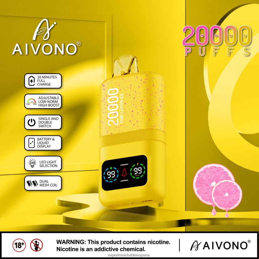 Aivono AIM magic 20000 hielo de limon rosa - D6NB8D83 Vape España