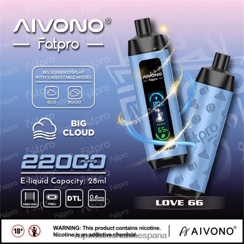 Aivono Fatpro 22000 amor 66 - D6NB8D6 Vape Desechable España