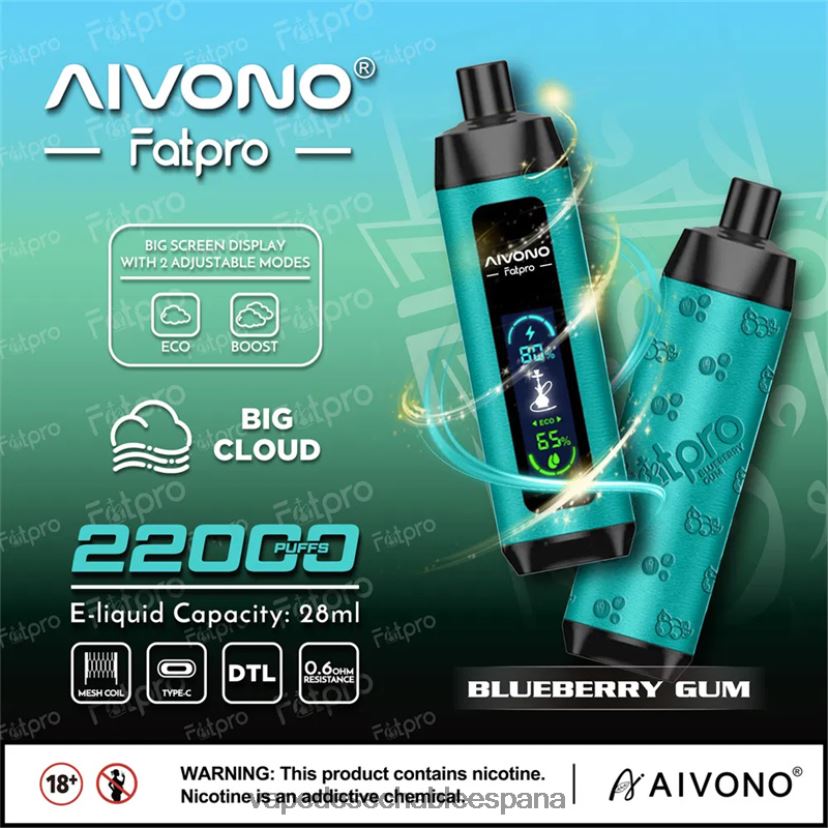 Aivono Fatpro 22000 chicle de arándanos - D6NB8D9 Vape España