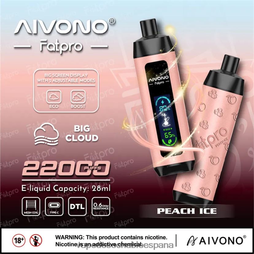 Aivono Fatpro 22000 hielo de durazno - D6NB8D5 Vape España