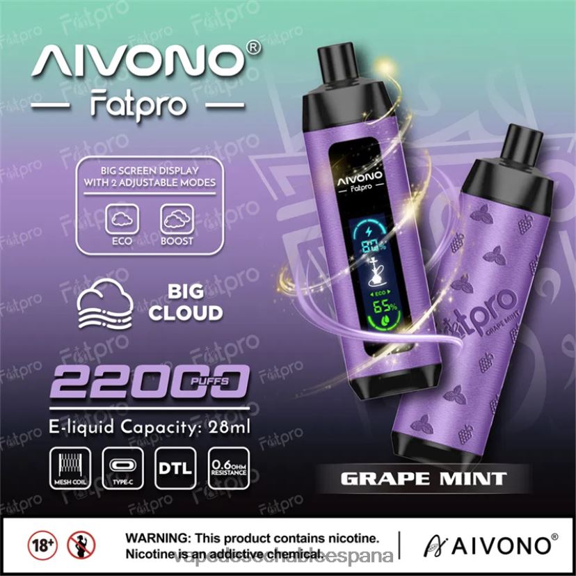Aivono Fatpro 22000 menta de uva - D6NB8D2 Vape Desechable España