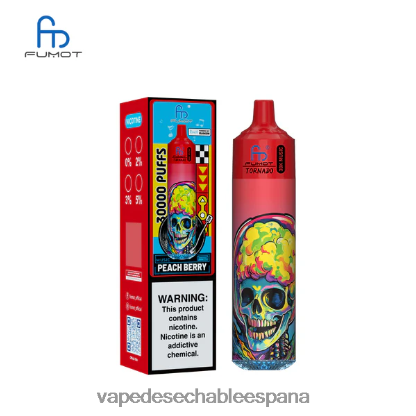 Fume Vape España H8H6H619 baya de durazno Fumot Tornado música de 30k