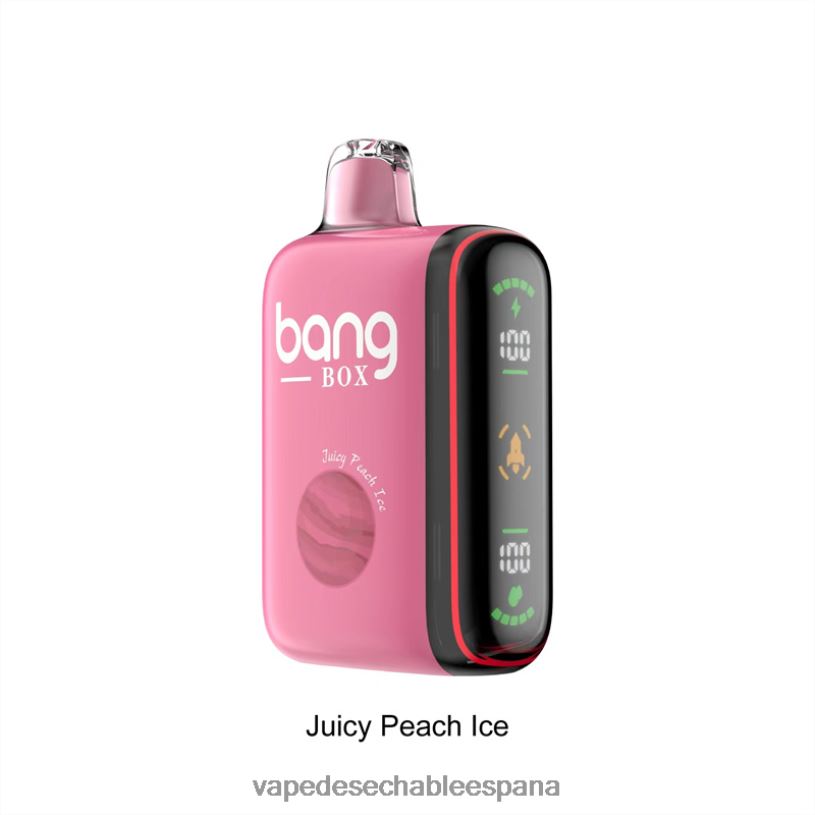 Fume Vape España RB4TN29 jugoso hielo de durazno - Bang Box Pantalla de potencia inteligente de 9000-18000 inhalaciones