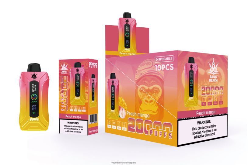 Fume Vape España RB4TN2 mango durazno - Bang Beach vape elegante de la pantalla de 20000 soplos