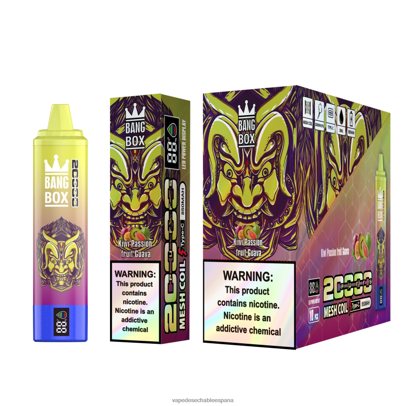 Fume Vape España RB4TN50 kiwi maracuyá guayaba - Bang Box Pantalla inteligente de 20000 inhalaciones