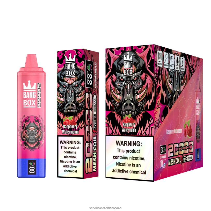 Fume Vape España RB4TN53 sandía frambuesa - Bang Box Pantalla inteligente de 20000 inhalaciones