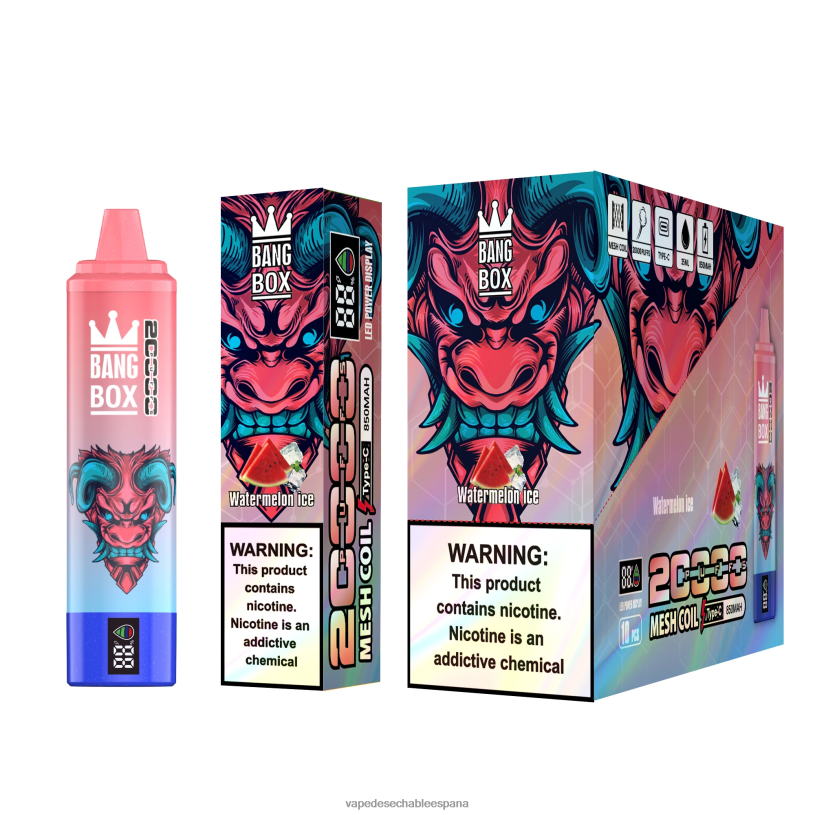 Fume Vape España RB4TN56 hielo de sandia - Bang Box Pantalla inteligente de 20000 inhalaciones