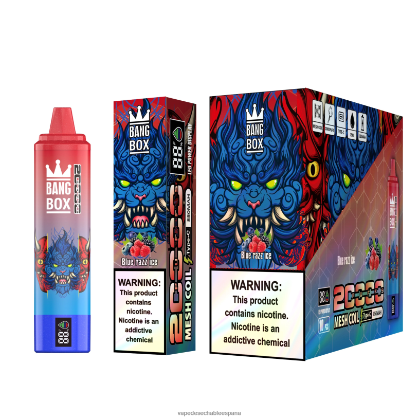 Fume Vape España RB4TN59 hielo azul - Bang Box Pantalla inteligente de 20000 inhalaciones