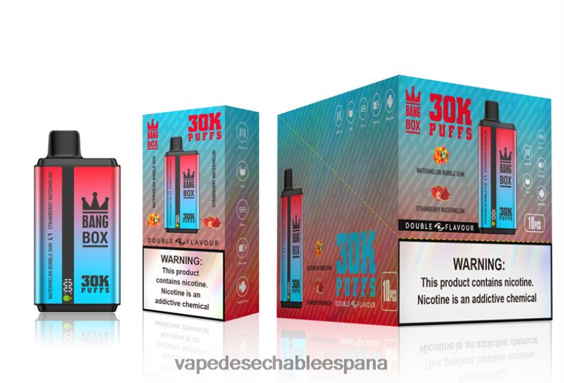 Fume Vape España RB4TN68 chicle de sandía y sandía de fresa - Bang Box 30000 inhalaciones de dos sabores.