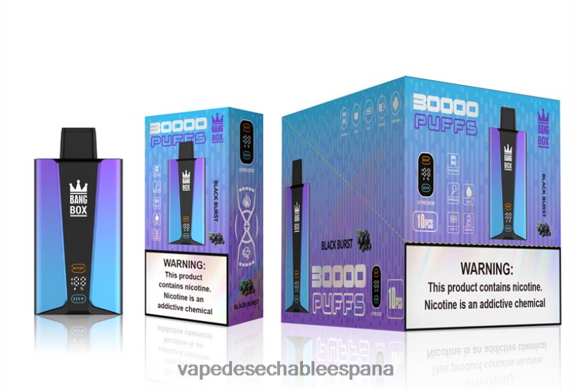 Fume Vape España RB4TN77 estallido negro - Bang Box Pantalla inteligente de 30000 inhalaciones