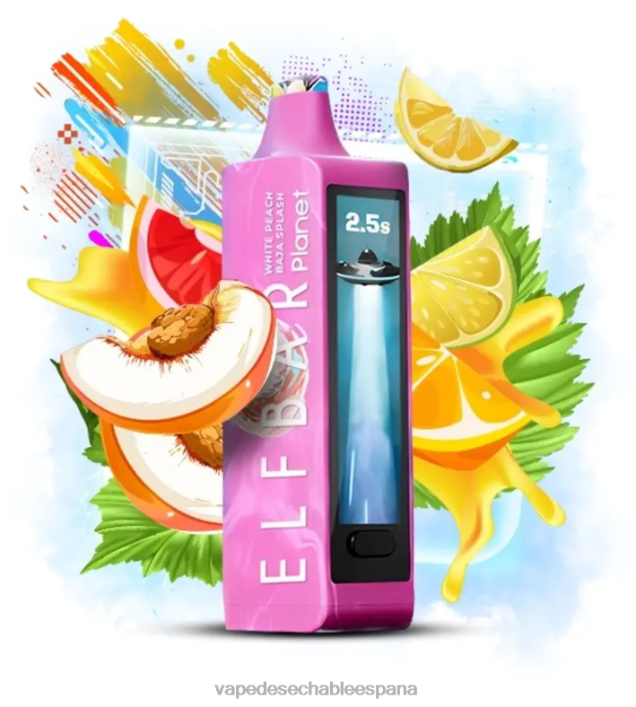 Vape Desechable España 8606Z20 - salpicadura de melocotón blanco baja Elf Bar Planet 25000