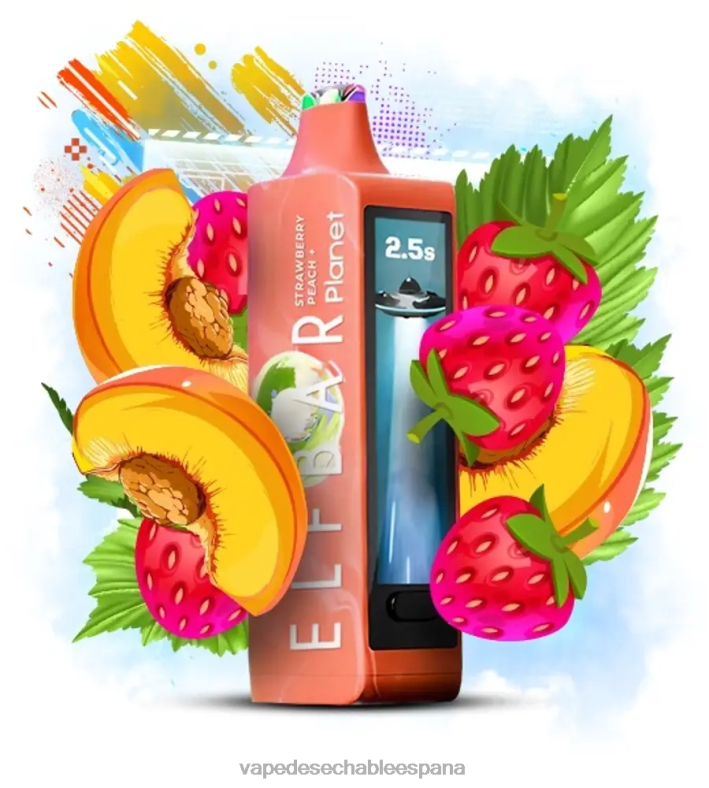 Vape Desechable España 8606Z28 - durazno fresa Elf Bar Planet 25000