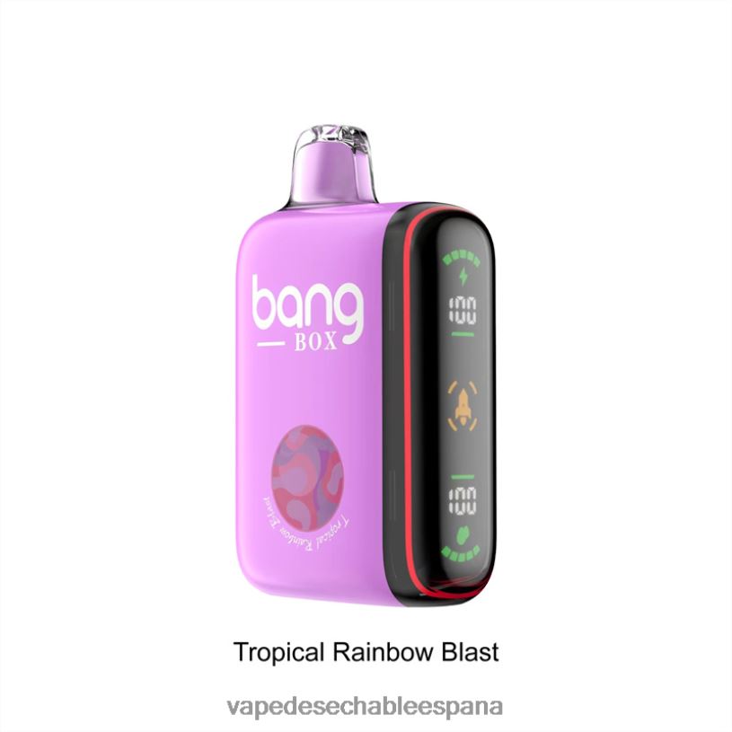 Vape Desechable España RB4TN36 explosión del arco iris tropical - Bang Box Pantalla de potencia inteligente de 9000-18000 inhalaciones