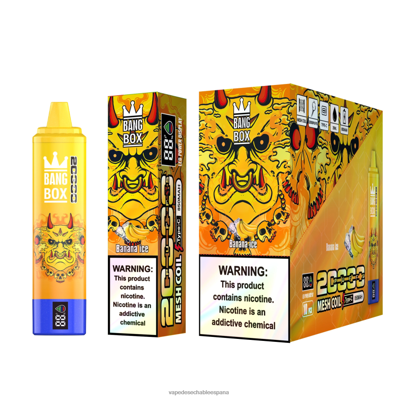 Vape Desechable España RB4TN57 hielo de plátano - Bang Box Pantalla inteligente de 20000 inhalaciones