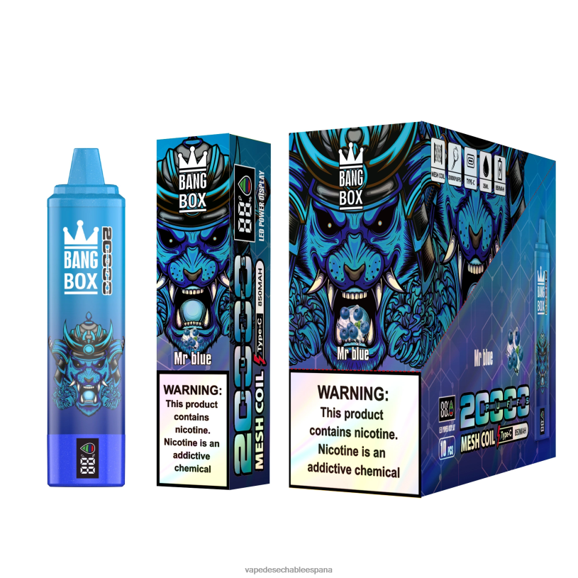 Vape Desechable España RB4TN60 señor azul - Bang Box Pantalla inteligente de 20000 inhalaciones