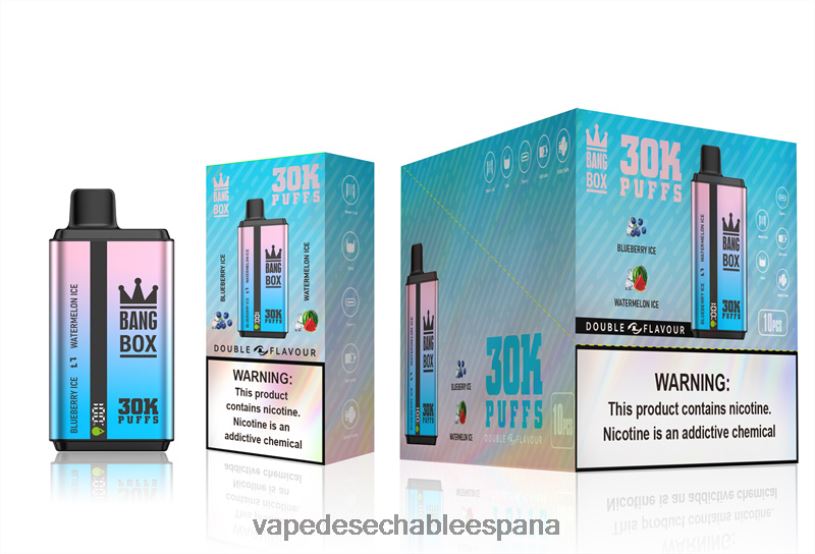 Vape Desechable España RB4TN69 hielo de arándanos y hielo de sandía - Bang Box 30000 inhalaciones de dos sabores.