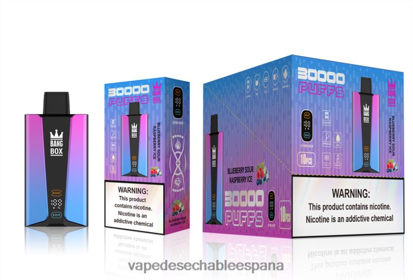 Vape Desechable España RB4TN81 arándano frambuesa agria hielo - Bang Box Pantalla inteligente de 30000 inhalaciones