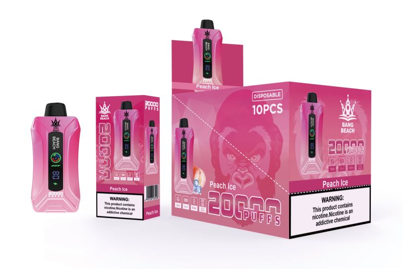 Vape Desechable España RB4TN9 hielo de durazno - Bang Beach vape elegante de la pantalla de 20000 soplos