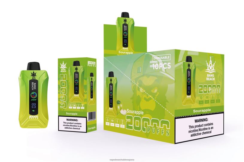Vape España RB4TN1 manzana agria - Bang Beach vape elegante de la pantalla de 20000 soplos