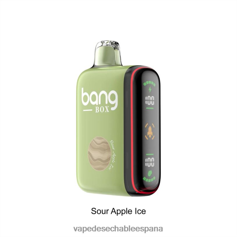 Vape España RB4TN28 hielo de manzana agria - Bang Box Pantalla de potencia inteligente de 9000-18000 inhalaciones