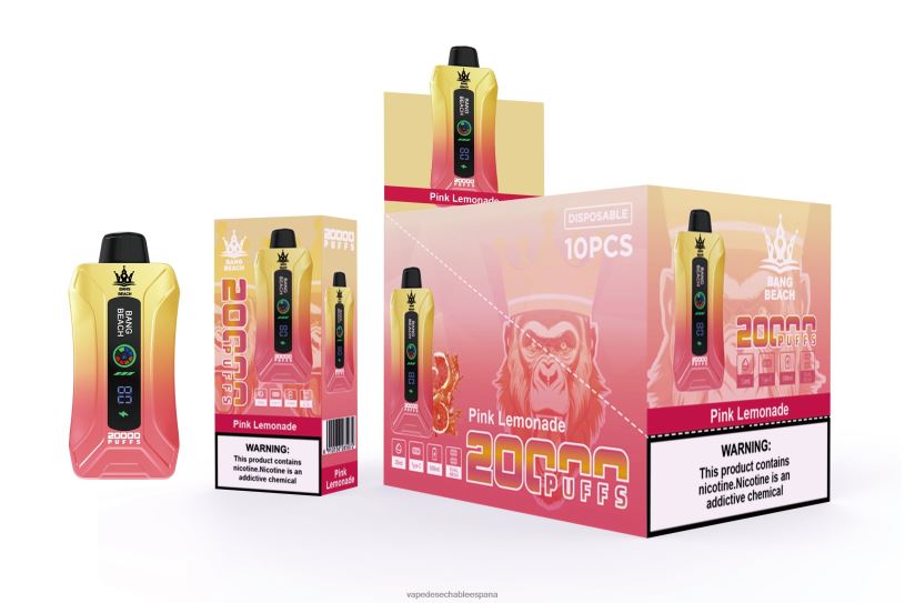 Vape España RB4TN4 limonada rosa - Bang Beach vape elegante de la pantalla de 20000 soplos