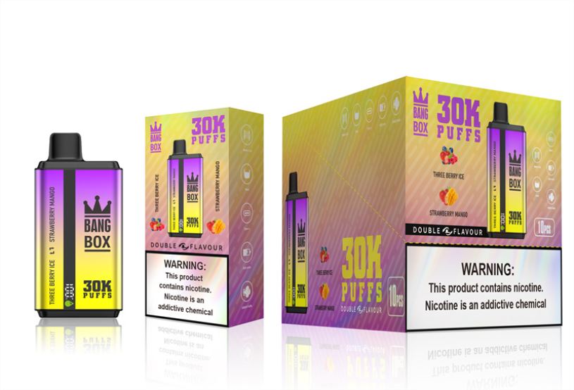 Vape España RB4TN67 helado de tres bayas y mango de fresa - Bang Box 30000 inhalaciones de dos sabores.