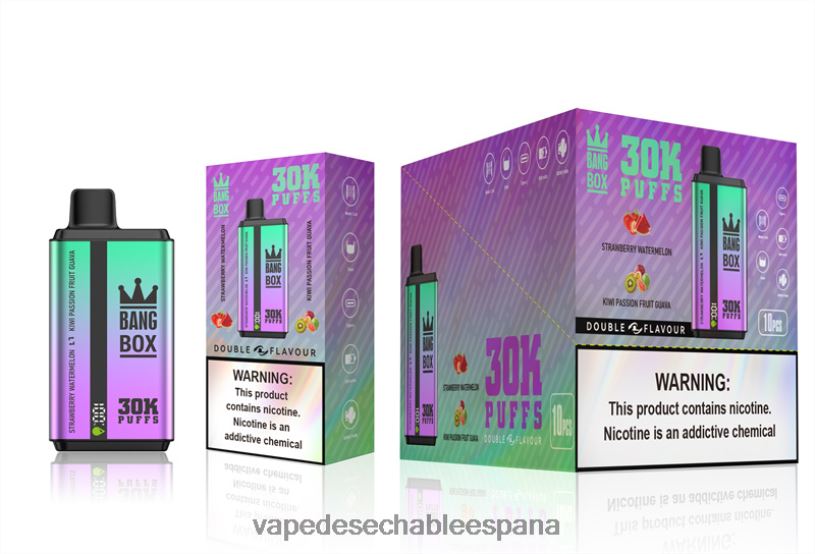 Vape España RB4TN70 fresa sandía y kiwi maracuyá guayaba - Bang Box 30000 inhalaciones de dos sabores.