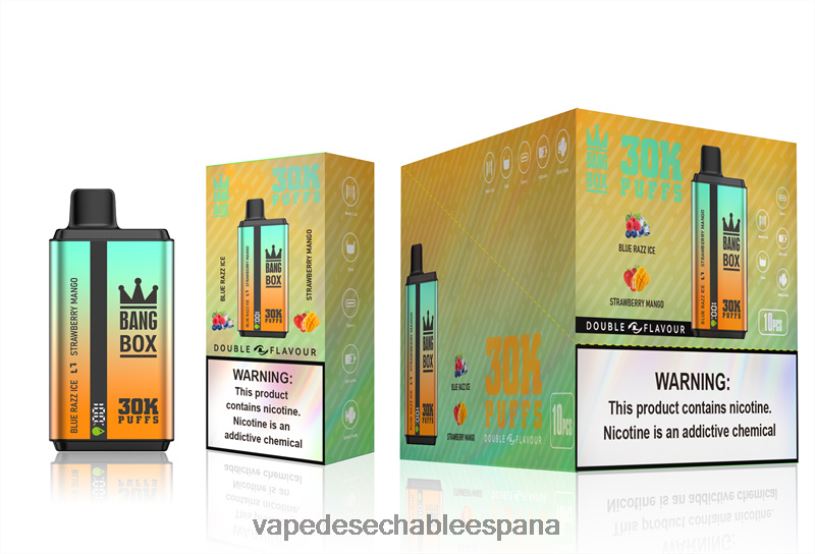 Vape España RB4TN73 hielo blue razz y mango fresa - Bang Box 30000 inhalaciones de dos sabores.