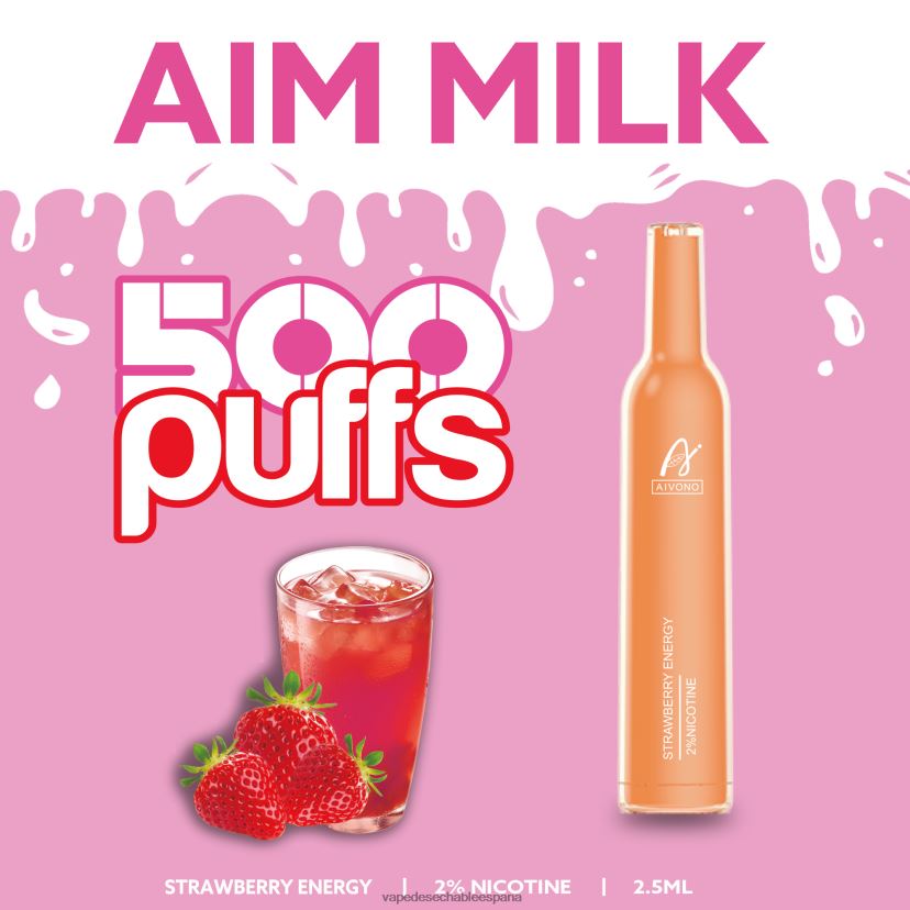 Aivono AIM MILK 500 energía fresa - D6NB8D266 Vape Desechable España