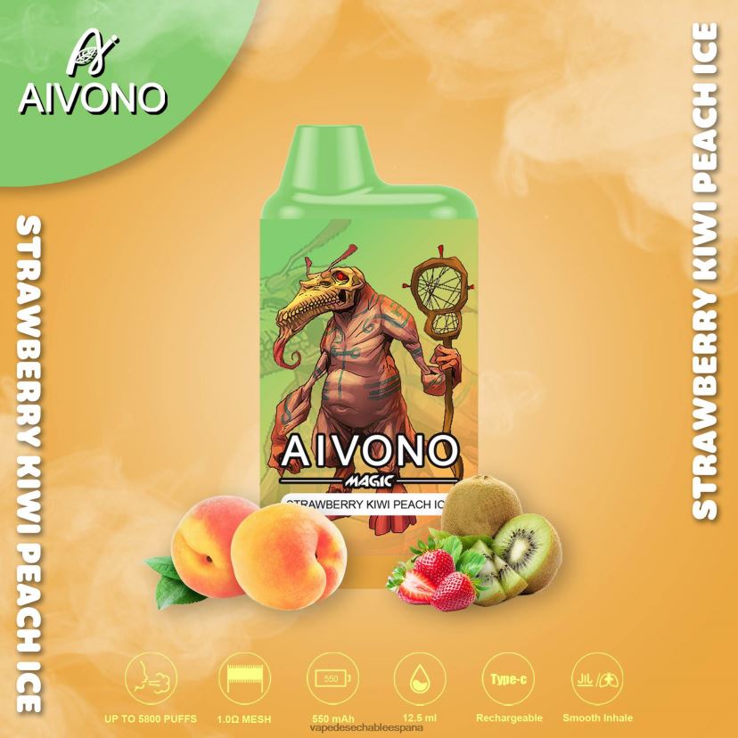 Aivono AIM MAGIC cigarrillo de caja de 5800 bocas fresa kiwi melocotón hielo - D6NB8D96 Vape Desechable España